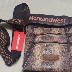 Montana West Brown Crossbody Bag with Snakeskin Print